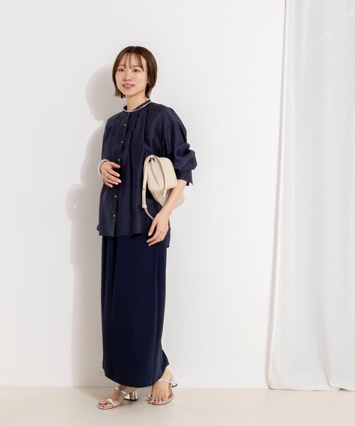 NOLLEY’S(ノーリーズ)の「ウォッシャブルサイドボタンシアーブラウス(シャツ/ブラウス・レディース・ベージュ系その他3/ネイビー/イエロー・38)」の12枚目の写真