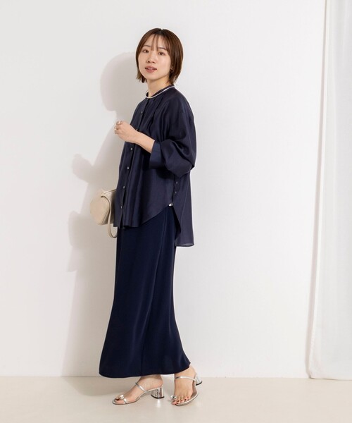 NOLLEY’S(ノーリーズ)の「ウォッシャブルサイドボタンシアーブラウス(シャツ/ブラウス・レディース・ベージュ系その他3/ネイビー/イエロー・38)」の15枚目の写真