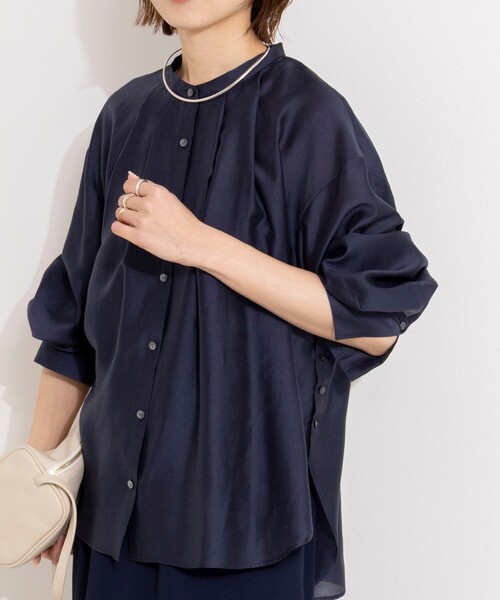 NOLLEY’S(ノーリーズ)の「ウォッシャブルサイドボタンシアーブラウス(シャツ/ブラウス・レディース・ベージュ系その他3/ネイビー/イエロー・38)」の17枚目の写真
