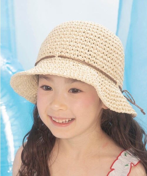 BRANSHES（ブランシェス）の「リボンペーパーハット（ハット・キッズ・アイボリー/キャメル・52cm/54cm/50cm/56cm）」の4枚目の写真