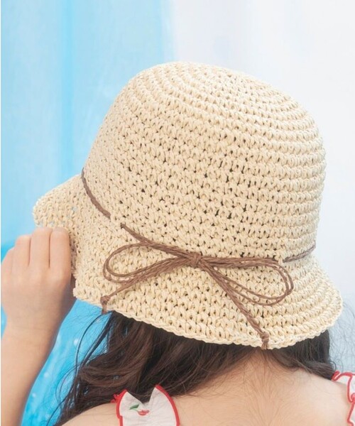 BRANSHES（ブランシェス）の「リボンペーパーハット（ハット・キッズ・アイボリー/キャメル・52cm/54cm/50cm/56cm）」の5枚目の写真