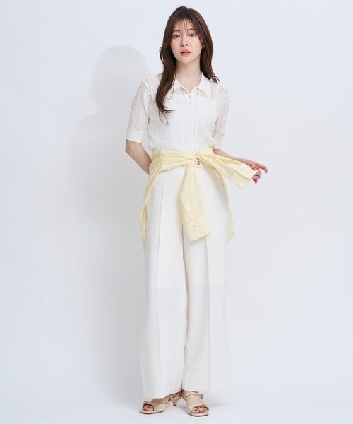 NOELA(ノエラ)の「シアーリブポロニット(ニット/セーター・レディース・ネイビー/オフホワイト/ライトグリーン・フリー)」の10枚目の写真