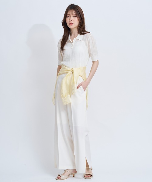 NOELA(ノエラ)の「シアーリブポロニット(ニット/セーター・レディース・ネイビー/オフホワイト/ライトグリーン・フリー)」の12枚目の写真