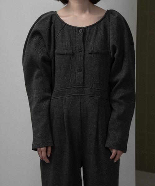 lawgy(ラウジー)の「waffle mix shoulder puff allinone / ワッフルミックスショルダーパフオールインワン(つなぎ/オールインワン・レディース・ホワイト/ブラック・SMALL/MEDIUM)」の14枚目の写真