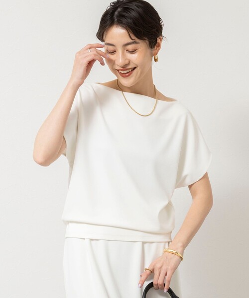 NOLLEY’S Sophi(ノーリーズソフィ)の「《撥水/セットアップ対応》ウォッシャブルマルチファンクションボートネックプルオーバー(Tシャツ/カットソー・レディース・ブラック/オフホワイト・38)」の15枚目の写真
