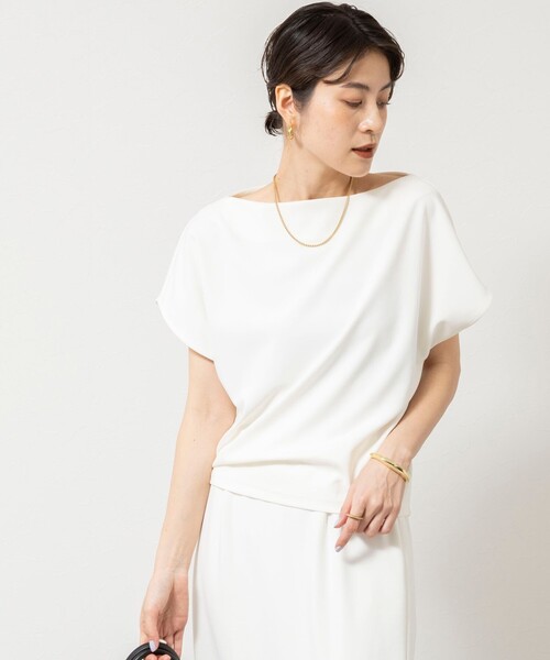 NOLLEY’S Sophi(ノーリーズソフィ)の「《撥水/セットアップ対応》ウォッシャブルマルチファンクションボートネックプルオーバー(Tシャツ/カットソー・レディース・ブラック/オフホワイト・38)」の17枚目の写真