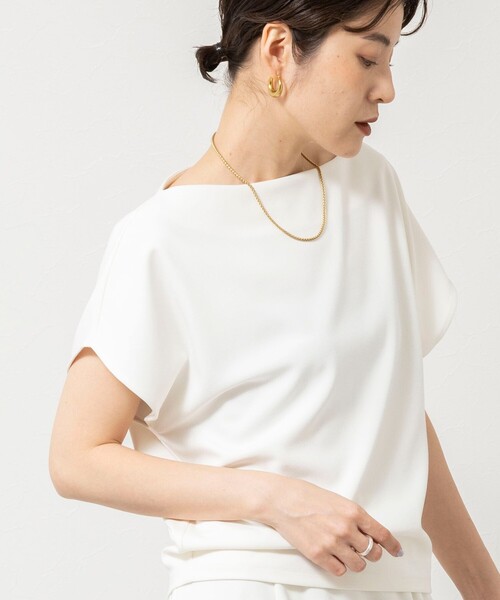 NOLLEY’S Sophi(ノーリーズソフィ)の「《撥水/セットアップ対応》ウォッシャブルマルチファンクションボートネックプルオーバー(Tシャツ/カットソー・レディース・ブラック/オフホワイト・38)」の18枚目の写真