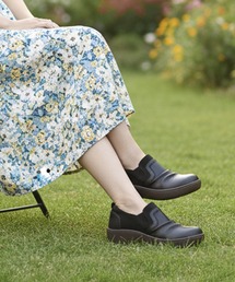 【MOZ LAGOM】モズ シャーリングデザイン 超軽量エフォートレス コンフォートスリッポン 約3.5cmソール