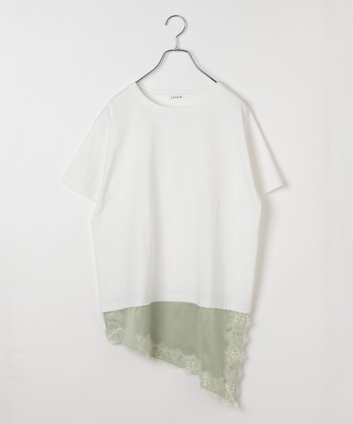 LEPSIM（レプシィム）の「サテンレースドッキングT　668376（Tシャツ/カットソー・レディース・ブラウン/オフホワイト/ホワイト×グリーン/ブラック・FREE）」の3枚目の写真