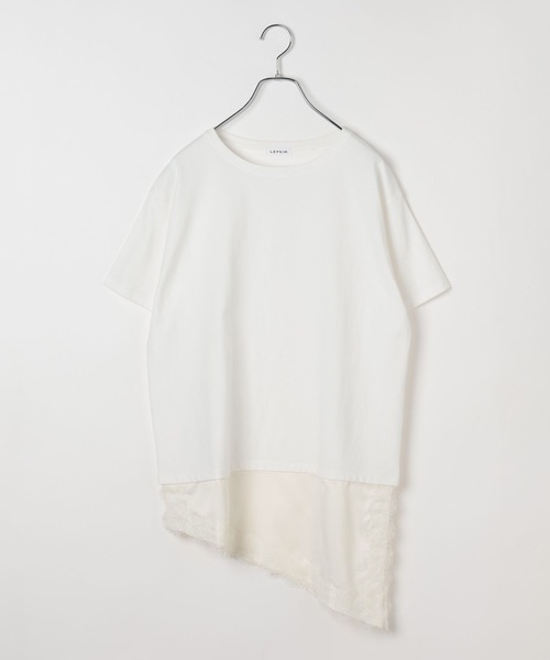 LEPSIM（レプシィム）の「サテンレースドッキングT　668376（Tシャツ/カットソー・レディース・ブラウン/オフホワイト/ホワイト×グリーン/ブラック・FREE）」の2枚目の写真