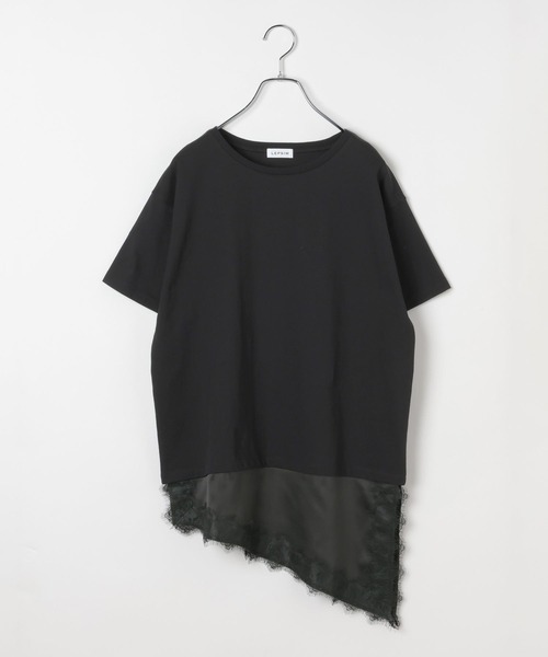 LEPSIM（レプシィム）の「サテンレースドッキングT　668376（Tシャツ/カットソー・レディース・ブラウン/オフホワイト/ホワイト×グリーン/ブラック・FREE）」の4枚目の写真