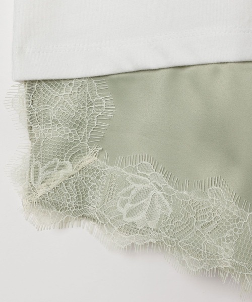 LEPSIM（レプシィム）の「サテンレースドッキングT　668376（Tシャツ/カットソー・レディース・ブラウン/オフホワイト/ホワイト×グリーン/ブラック・FREE）」の11枚目の写真