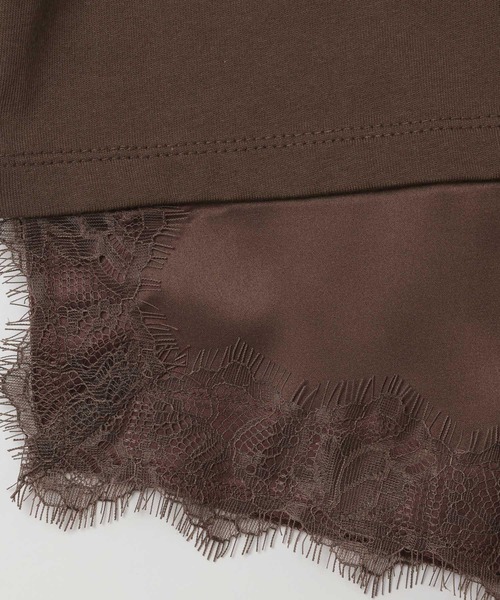 LEPSIM（レプシィム）の「サテンレースドッキングT　668376（Tシャツ/カットソー・レディース・ブラウン/オフホワイト/ホワイト×グリーン/ブラック・FREE）」の13枚目の写真