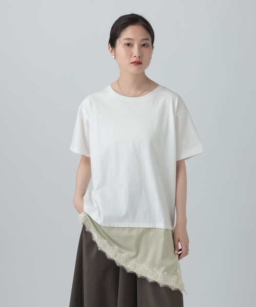 セール】サテンレースドッキングT 668376（Tシャツ/カットソー