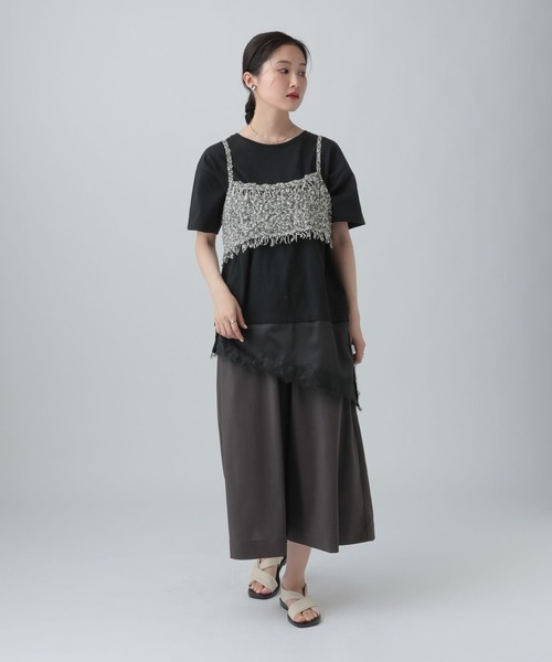 LEPSIM(レプシィム)の「サテンレースドッキングT 668376(Tシャツ/カットソー・レディース・ブラウン/オフホワイト/ホワイト×グリーン/ブラック・FREE)」の22枚目の写真