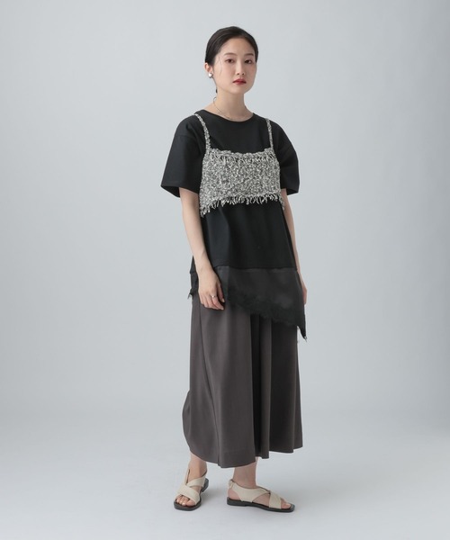 LEPSIM(レプシィム)の「サテンレースドッキングT 668376(Tシャツ/カットソー・レディース・ブラウン/オフホワイト/ホワイト×グリーン/ブラック・FREE)」の21枚目の写真