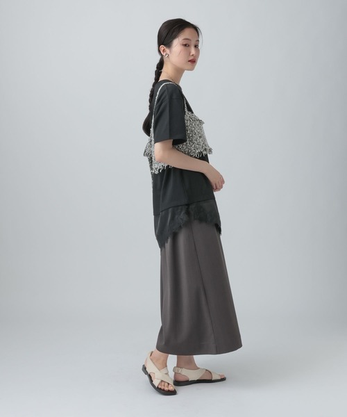 LEPSIM(レプシィム)の「サテンレースドッキングT 668376(Tシャツ/カットソー・レディース・ブラウン/オフホワイト/ホワイト×グリーン/ブラック・FREE)」の20枚目の写真