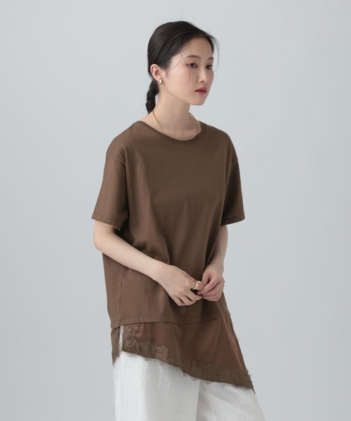 LEPSIM(レプシィム)の「サテンレースドッキングT 668376(Tシャツ/カットソー・レディース・ブラウン/オフホワイト/ホワイト×グリーン/ブラック・FREE)」の19枚目の写真