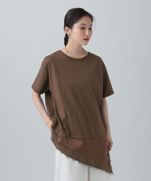 LEPSIM(レプシィム)の「サテンレースドッキングT 668376(Tシャツ/カットソー・レディース・ブラウン/オフホワイト/ホワイト×グリーン/ブラック・FREE)」の18枚目の写真