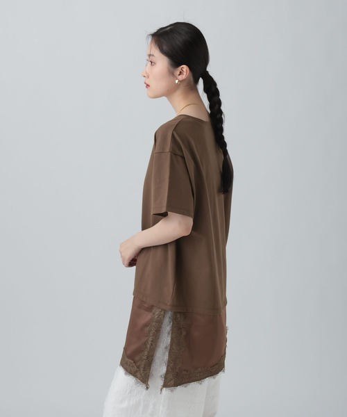 LEPSIM(レプシィム)の「サテンレースドッキングT 668376(Tシャツ/カットソー・レディース・ブラウン/オフホワイト/ホワイト×グリーン/ブラック・FREE)」の17枚目の写真
