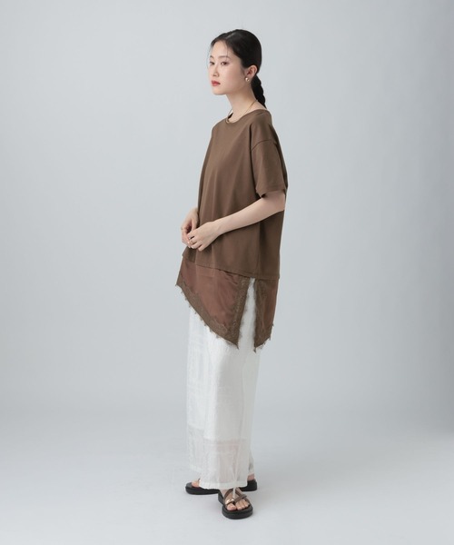 LEPSIM(レプシィム)の「サテンレースドッキングT 668376(Tシャツ/カットソー・レディース・ブラウン/オフホワイト/ホワイト×グリーン/ブラック・FREE)」の14枚目の写真