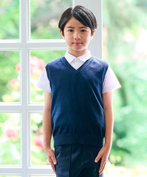 CHOPIN(ショパン)の「【 お受験 冠婚葬祭 】Vネックコットンベスト(90~130cm)(ベスト・キッズ・ネイビー・90cm/130cm/120cm/110cm/100cm)」の1枚目の写真