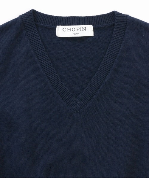 CHOPIN(ショパン)の「【 お受験 冠婚葬祭 】Vネックコットンベスト(90~130cm)(ベスト・キッズ・ネイビー・90cm/130cm/120cm/110cm/100cm)」の2枚目の写真
