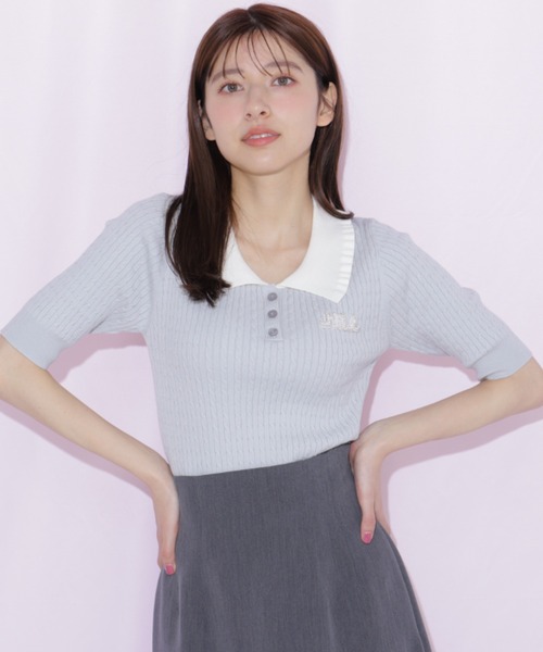 JILL by JILL STUART(ジルバイジルスチュアート)の「ビジューロゴケーブルニット半袖(ニット/セーター・レディース・ブラック/ブルー/ホワイト・FREE)」の17枚目の写真