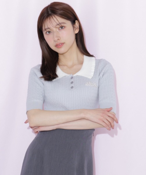 JILL by JILL STUART(ジルバイジルスチュアート)の「ビジューロゴケーブルニット半袖(ニット/セーター・レディース・ブラック/ブルー/ホワイト・FREE)」の19枚目の写真