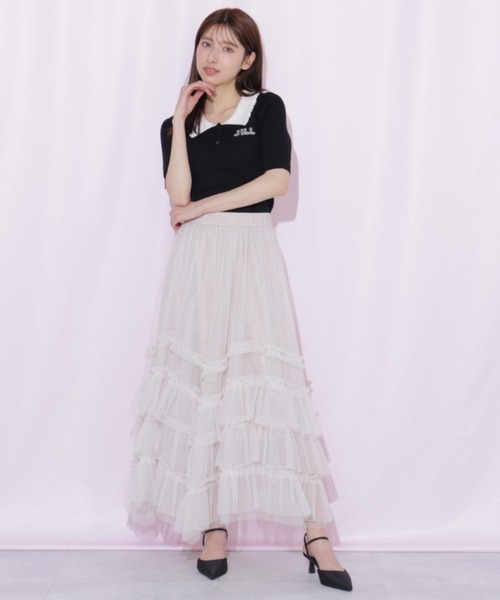 JILL by JILL STUART(ジルバイジルスチュアート)の「ビジューロゴケーブルニット半袖(ニット/セーター・レディース・ブラック/ブルー/ホワイト・FREE)」の11枚目の写真