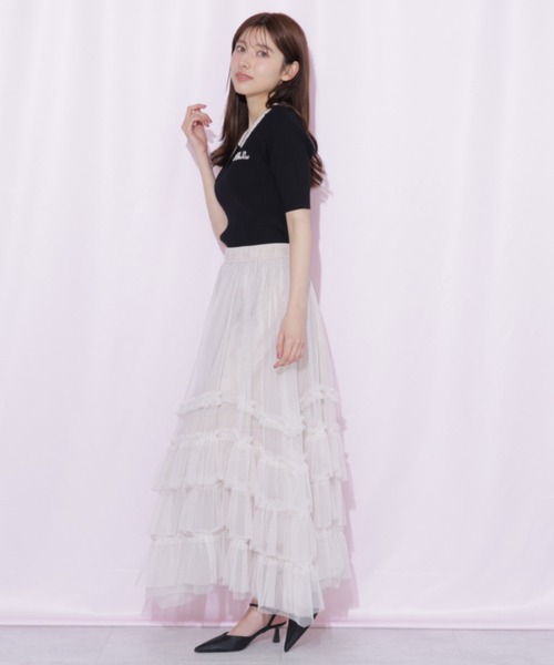 JILL by JILL STUART(ジルバイジルスチュアート)の「ビジューロゴケーブルニット半袖(ニット/セーター・レディース・ブラック/ブルー/ホワイト・FREE)」の12枚目の写真