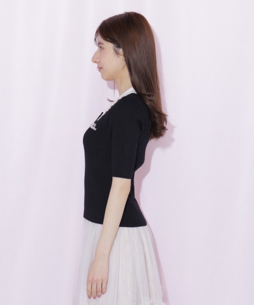JILL by JILL STUART(ジルバイジルスチュアート)の「ビジューロゴケーブルニット半袖(ニット/セーター・レディース・ブラック/ブルー/ホワイト・FREE)」の13枚目の写真