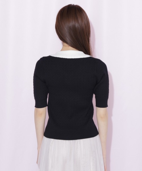 JILL by JILL STUART(ジルバイジルスチュアート)の「ビジューロゴケーブルニット半袖(ニット/セーター・レディース・ブラック/ブルー/ホワイト・FREE)」の14枚目の写真