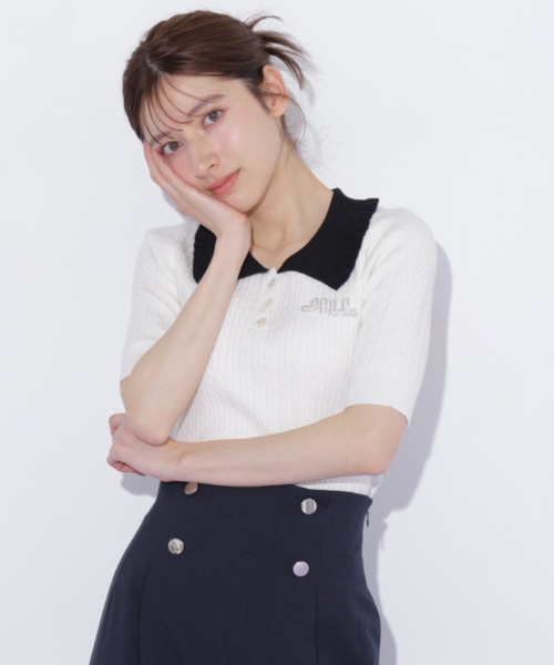 JILL by JILL STUART(ジルバイジルスチュアート)の「ビジューロゴケーブルニット半袖(ニット/セーター・レディース・ブラック/ブルー/ホワイト・FREE)」の22枚目の写真