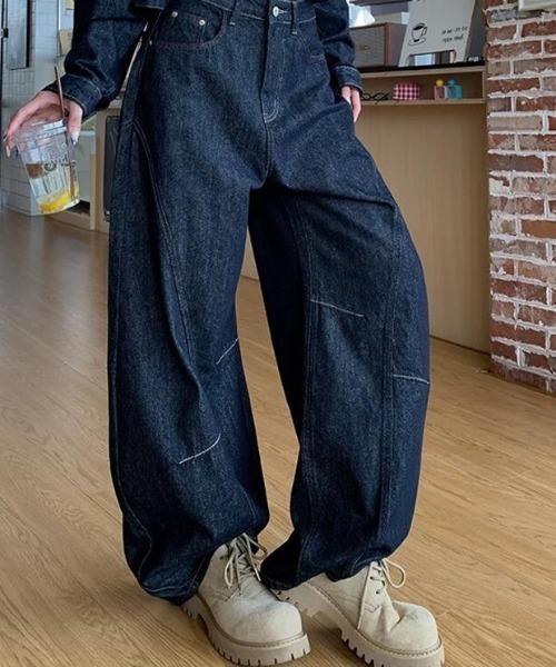 semplice(センプリチェ)の「クロップド デニムジャケット ワイドパンツ セットアップ(セットアップ・レディース・ダークブルー・XL/L/M/S)」の8枚目の写真