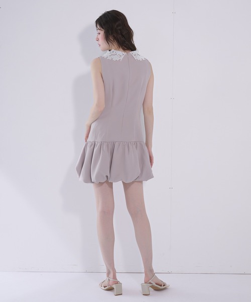 fupel(フぺル)の「flower lace collar balloon onepiece / フラワーレース襟バルーンワンピース(ワンピース・レディース・ブラック/グレイッシュベージュ・FREE)」の11枚目の写真