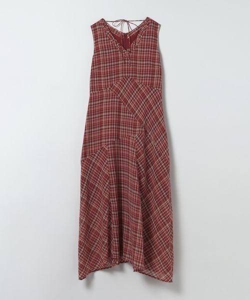 JEANASIS（ジーナシス）の「Vネックチェックワンピース/668417（ワンピース・レディース・ネイビー系/レッド系その他・FREE）」の2枚目の写真