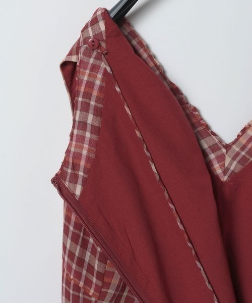 JEANASIS（ジーナシス）の「Vネックチェックワンピース/668417（ワンピース・レディース・ネイビー系/レッド系その他・FREE）」の8枚目の写真