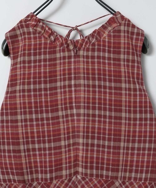 JEANASIS（ジーナシス）の「Vネックチェックワンピース/668417（ワンピース・レディース・ネイビー系/レッド系その他・FREE）」の7枚目の写真