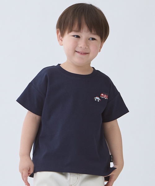 petit main(プティマイン)の「【食品防汚】刺しゅう半袖Tシャツ(Tシャツ/カットソー・キッズ・ライトピンク/アイボリー/レッド/ネイビー/ライトグリーン/グレー/ブルー・80cm/90cm/110cm/100cm/130cm/120cm)」の4枚目の写真
