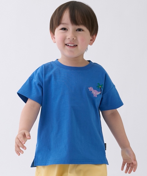 petit main(プティマイン)の「【食品防汚】刺しゅう半袖Tシャツ(Tシャツ/カットソー・キッズ・ライトピンク/アイボリー/レッド/ネイビー/ライトグリーン/グレー/ブルー・80cm/90cm/110cm/100cm/130cm/120cm)」の5枚目の写真