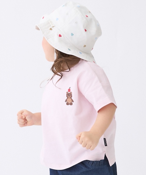 petit main(プティマイン)の「【食品防汚】刺しゅう半袖Tシャツ(Tシャツ/カットソー・キッズ・ライトピンク/アイボリー/レッド/ネイビー/ライトグリーン/グレー/ブルー・80cm/90cm/110cm/100cm/130cm/120cm)」の10枚目の写真