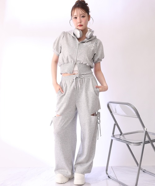 one after another NICE CLAUP(ワンアフターアナザーナイスクラップ)の「【セットアップ可能/パーカー別売り】【SMサイズ展開あり】サイドカットリボンスウェットパンツ(スウェットパンツ・レディース・グレー/ピンク/ブラック・MEDIUM/SMALL)」の16枚目の写真
