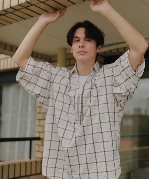 MILITARY(ミリタリー)の「【MAISON CLUB】Relax Skipper Check Shirt / リラックススキッパーチェックシャツ(シャツ/ブラウス・メンズ・ブラウン/ホワイト・L/M)」の4枚目の写真