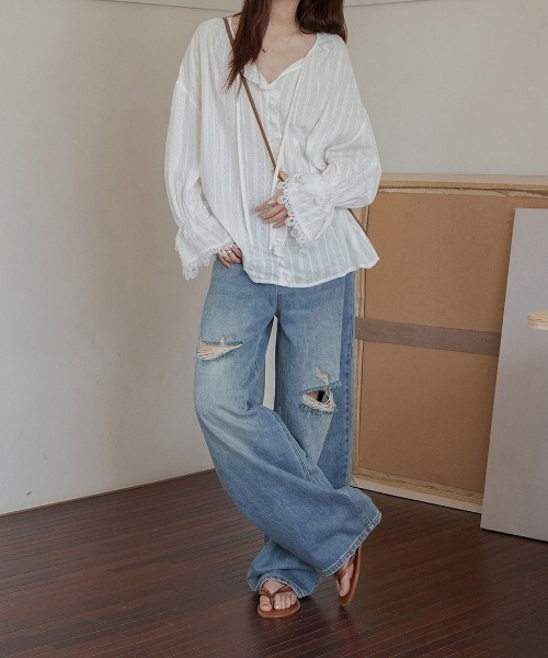 FAVORITO(ファヴォリート)の「リボンフリルシャツ(シャツ/ブラウス・レディース・ホワイト/ベージュ/ブラック・F)」の13枚目の写真