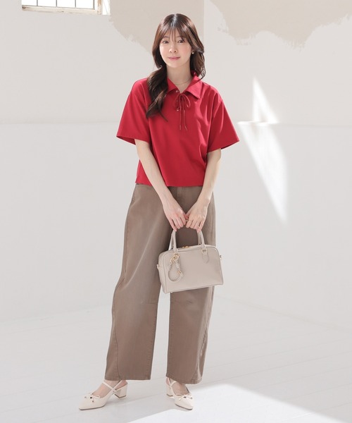 Honeys(ハニーズ)の「レースアップトップス(Tシャツ/カットソー・レディース・レッド/ホワイト/杢グレー/ブラック・S/M/L)」の10枚目の写真