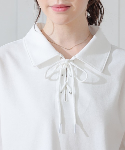 Honeys(ハニーズ)の「レースアップトップス(Tシャツ/カットソー・レディース・レッド/ホワイト/杢グレー/ブラック・S/M/L)」の20枚目の写真
