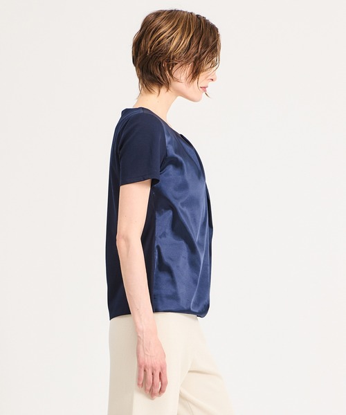 ESTNATION(エストネーション)の「ESTNATION / サテンドレープ ドッキングカットソー《EXCLUSIVE》(Tシャツ/カットソー・レディース・オフホワイト/ネイビー・FREE)」の7枚目の写真