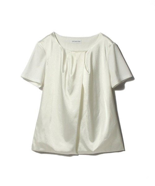 ESTNATION(エストネーション)の「ESTNATION / サテンドレープ ドッキングカットソー《EXCLUSIVE》(Tシャツ/カットソー・レディース・オフホワイト/ネイビー・FREE)」の14枚目の写真