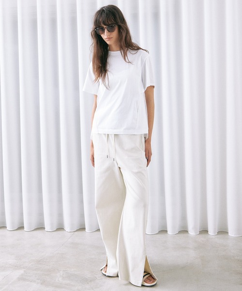 LE CIEL BLEU(ルシェルブルー)の「チュールパネルAラインTシャツ / Tulle Panel A-Line T-Shirt(Tシャツ/カットソー・レディース・ブラック/オフホワイト・36)」の3枚目の写真
